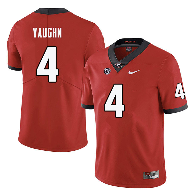 Men #4 Sam Vaughn Georgia Bulldogs College Football Jerseys-Red - Click Image to Close